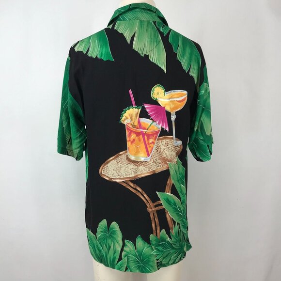 TORI RICHARDS - MENS MEDIUM -MULTICOLOR SHORT SLEEVE BUTTON HAWAIIAN DRINK SHIRT - Picture 3 of 5
